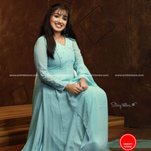 Stitched Hand Worked Panelled Anarkali with plain Duppatta