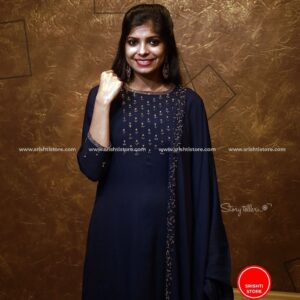 Stitched Hand Worked A line Kurti with worked Duppatta