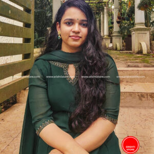 Stitched Hand Worked A line Kurti with plain Duppatta