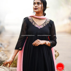 Stitched Hand Worked A line Kurti with plain Duppata