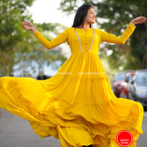 Stitched Hand Worked Layered Gown