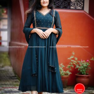 Stitched Hand Worked Panelled Anarkali with worked Duppatta